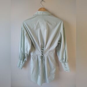 H&M Tie Back Button Down Shirt Mint Green Size Small
